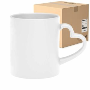 Kubek biały z uchem w kształcie serca 330 ml Karton 36 Sztuk