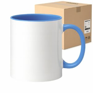 Kubek z niebieskim wnętrzem i uchem do sublimacji 330 ml Karton 36 Sztuk