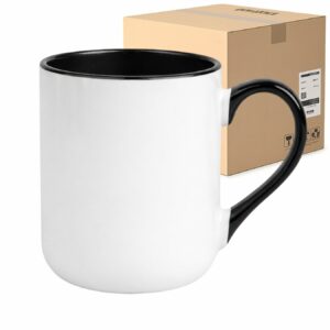 Kubek Elegant z czarnym wnętrzem i uchem do sublimacji 330 ml Karton 36 sztuk