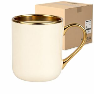 Kubek Elegant z Złotym Uchem i Rantem Kremowy 330 ml Karton 36 sztuk
