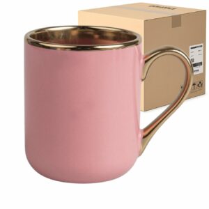 Kubek Elegant z Złotym Uchem i Rantem Różowy 330 ml Karton 36 sztuk