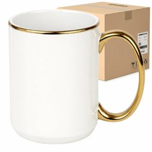 Kubek Biały ze Złotym Uchem i Rantem 450 ml Karton 36 sztuk