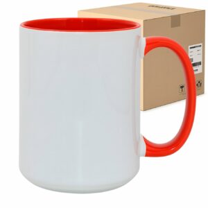 Kubek z czerwonym wnętrzem i uchem do sublimacji 450 ml Karton 36 Sztuk