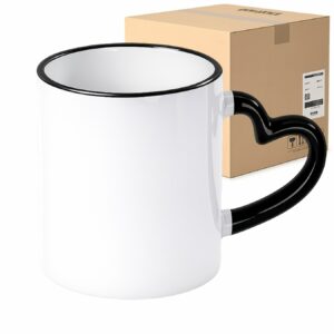 Kubek z czarnym rantem i uchem w kształcie serca do sublimacji 330 ml Karton 36 Sztuk