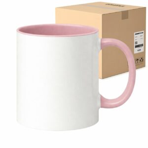 Kubek z Różowym wnętrzem i uchem do sublimacji 330 ml Karton 36 Sztuk