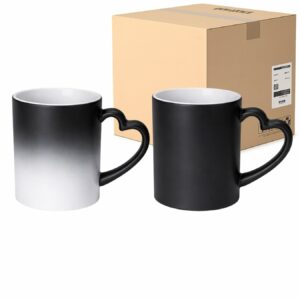 Kubek Magiczny Czarny Matowy z Uchwytem w Kształcie Serca do Sublimacji 330 ml Karton 36 Sztuk