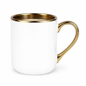 Kubek Elegant z Złotym Uchem i Rantem Biały 330 ml