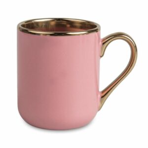Kubek Elegant z Złotym Uchem i Rantem Różowy 330 ml
