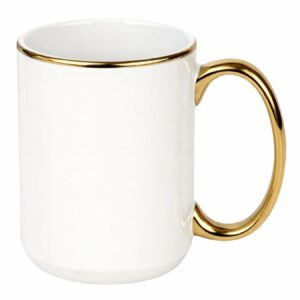 Kubek Biały ze Złotym Uchem i Rantem 450 ml