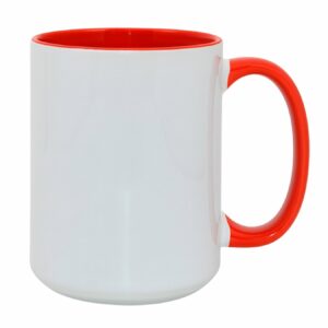 Kubek z czerwonym wnętrzem i uchem do sublimacji 450 ml