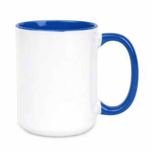 Kubek z niebieskim wnętrzem i uchem do sublimacji 450 ml