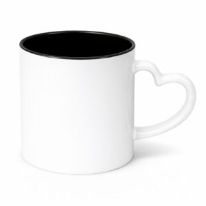 Kubek z czarnym wnętrzem i uchwytem w kształcie serca do sublimacji 330 ml