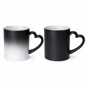 Kubek Magiczny Czarny Matowy z Uchwytem w Kształcie Serca do Sublimacji 330 ml